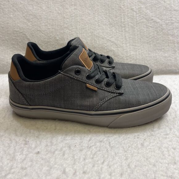 Vans Sneakers Men 9 Gray Brown Atwood Deluxe Textile Gum Sole Padded Skate Shoes - Picture 1 of 9